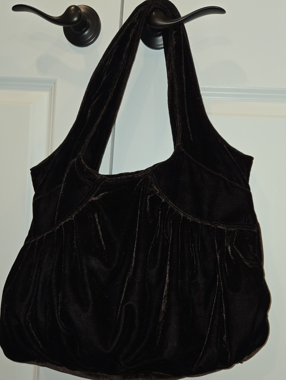 Bloomingdale's Black Velvet Shoulder Hobo Bag